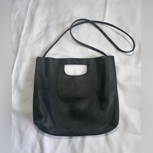 ABLE Hana Black Leather Shoulder Bag with Cutout Handle